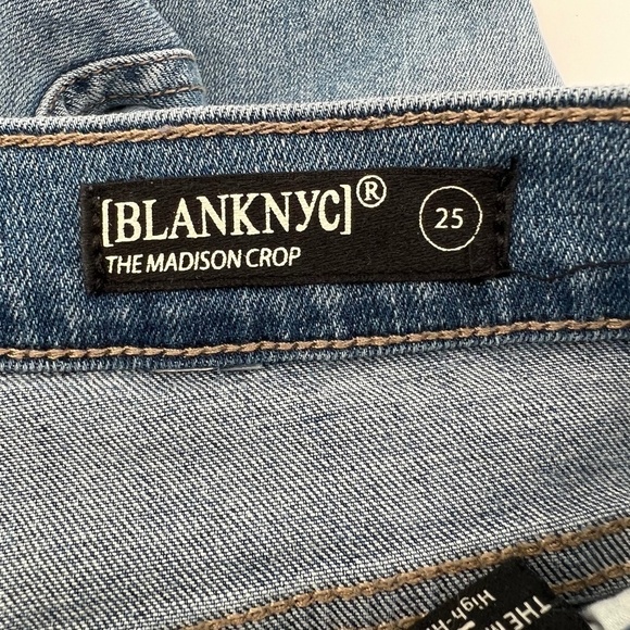 Blank NYC The Madison Crop High-Rise Crop Release Hem Jeans Size 25 Women's - Picture 2 of 7